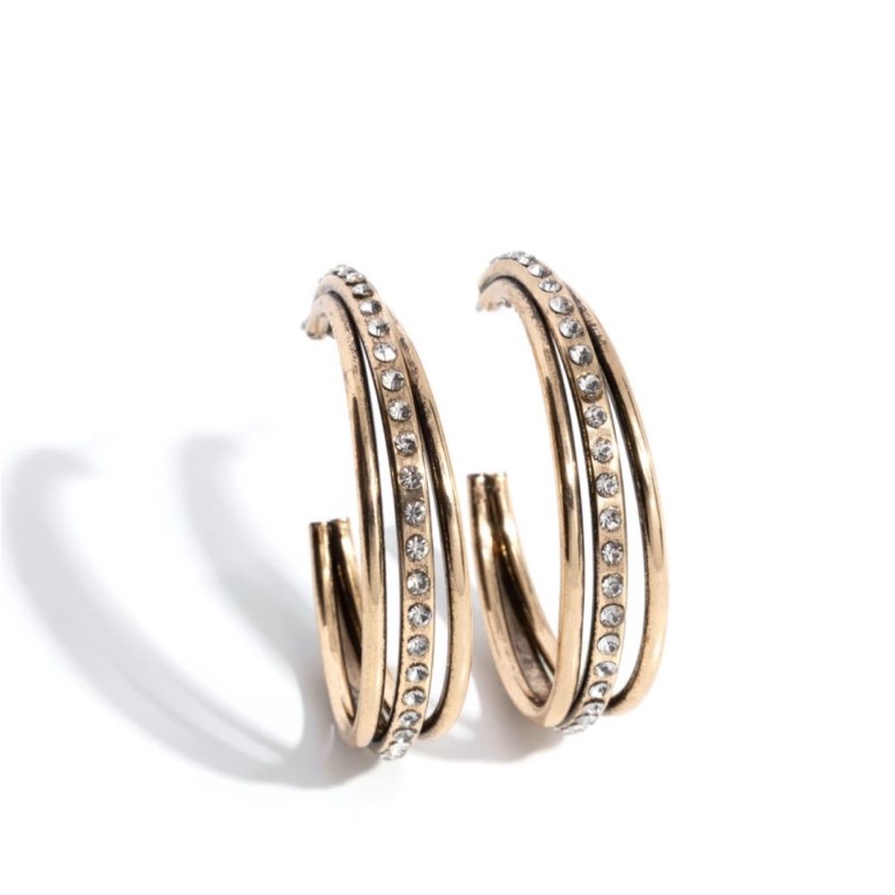Elegant Gold Hoop Earrings with Crystals